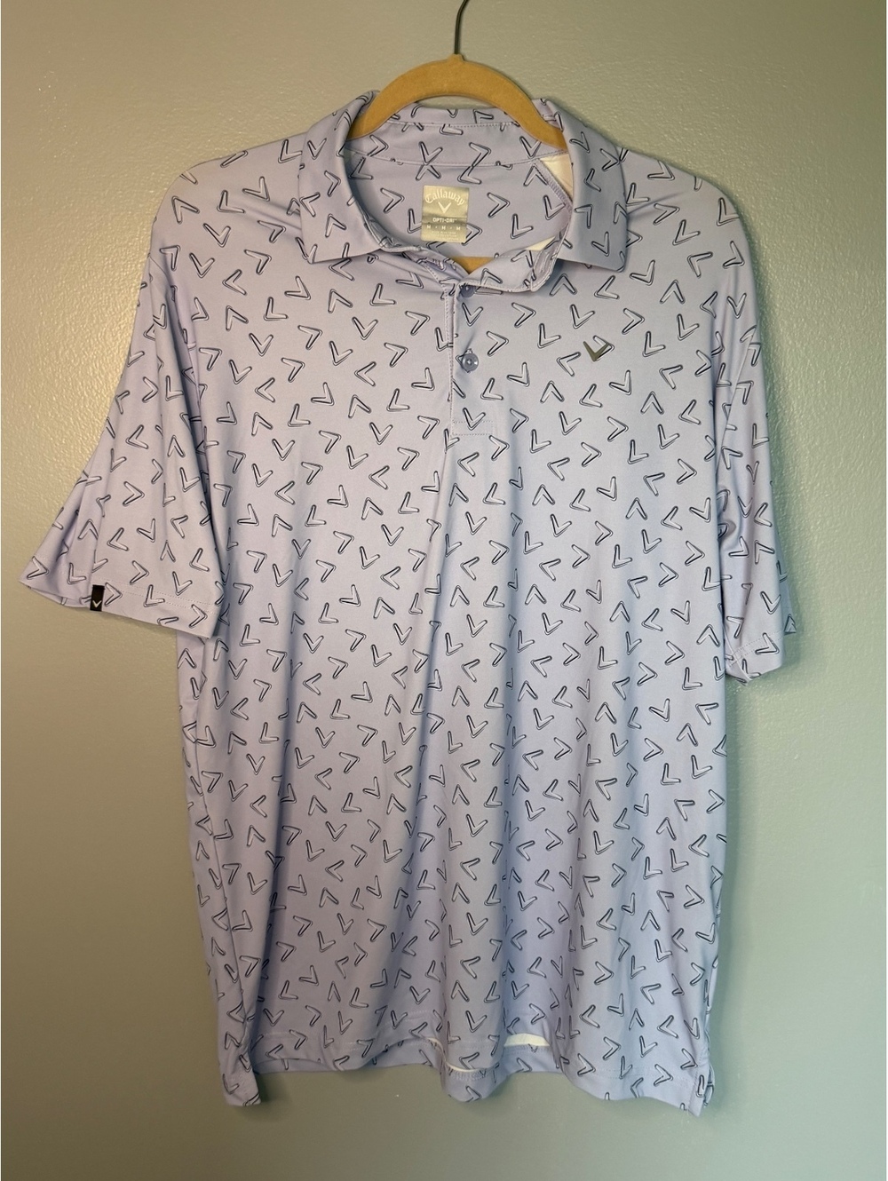 Callaway Men's Golf Polo Shirt Opti-Dri Medium Light Blue Patterned